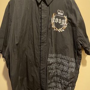 Coogi Mens 2XL Dress Shirt, Button Up, Black, Short Sleeve